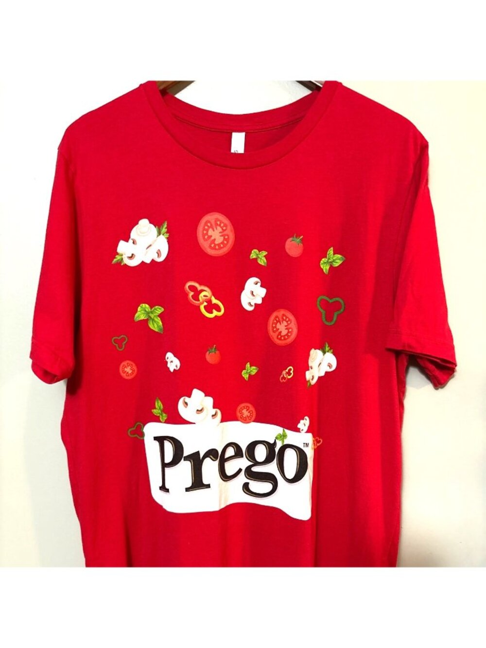 Prego Red Graphic T-Shirt XL Bella+Canvas 100% Cotton Tomato & Pasta Design - Picture 2 of 7